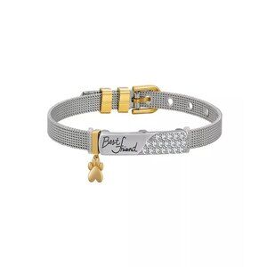 Unwritten Brand 14K Gold Plated Crystal "Best Friend" Paw Charm, Stainless Steel